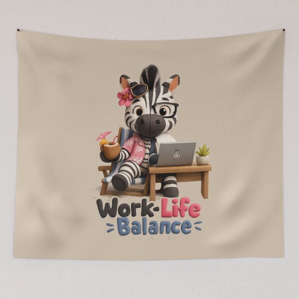 Item preview, Cute Zebra Work Life Balance | Funny Striped Laptop Animal 3D designed and sold by Moons Studio.