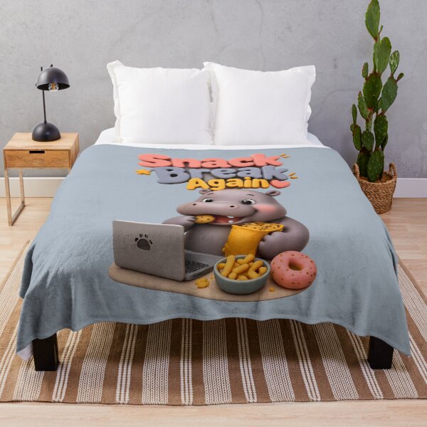 Item preview, Cute Hippo Snack Break | Funny 3D Work From Home Art designed and sold by Moons Studio.