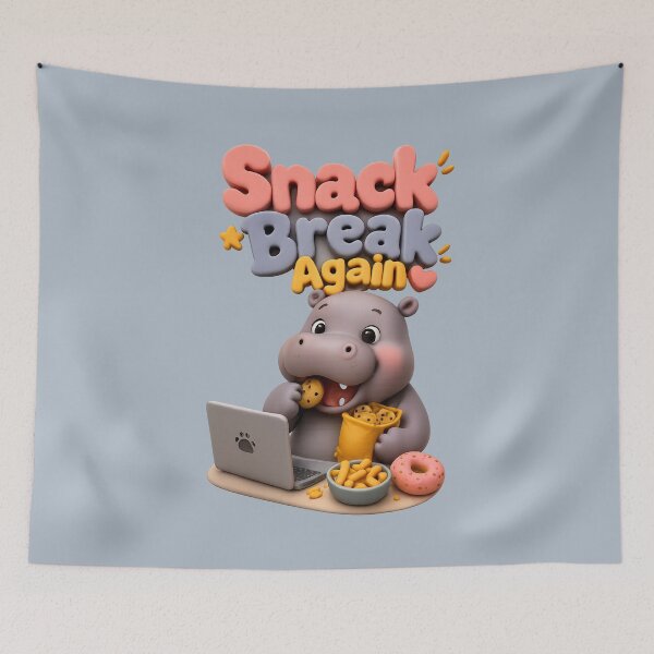 Item preview, Cute Hippo Snack Break | Funny 3D Work From Home Art designed and sold by Moons Studio.