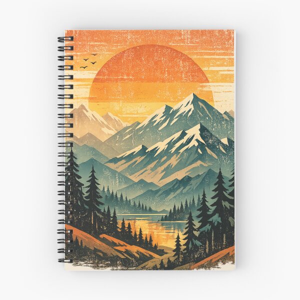 Item preview, Retro Mountain Sunset Travel Poster | Vintage Nature Art designed and sold by Moons Studio.