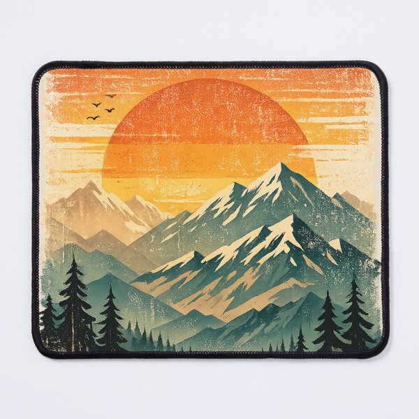 Item preview, Retro Mountain Sunset Travel Poster | Vintage Nature Art designed and sold by Moons Studio.