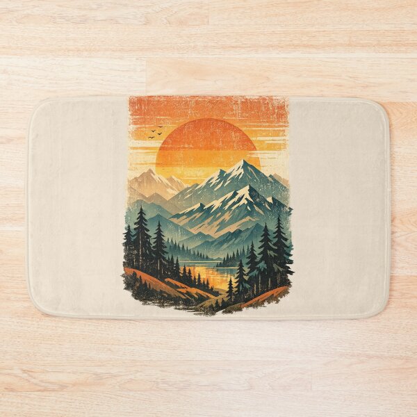 Item preview, Retro Mountain Sunset Travel Poster | Vintage Nature Art designed and sold by Moons Studio.
