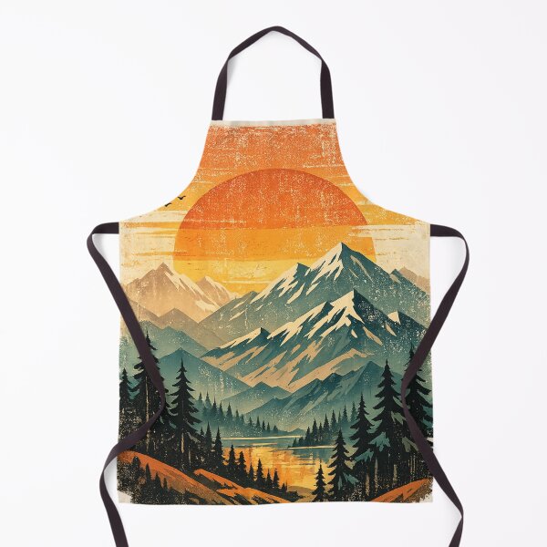 Item preview, Retro Mountain Sunset Travel Poster | Vintage Nature Art designed and sold by Moons Studio.