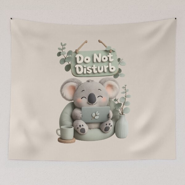 Item preview, Cute Koala Laptop Desk Buddy | Do Not Disturb Pastel 3D CGI designed and sold by Moons Studio.