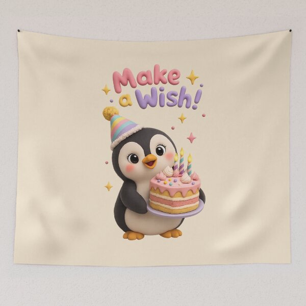 Item preview, Cute Penguin Birthday Cake | Make A Wish Kawaii Art designed and sold by Moons Studio.