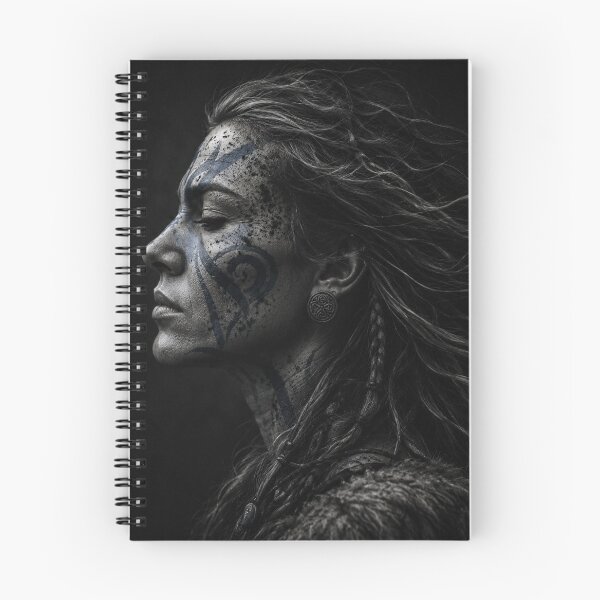 Item preview, Stoic Viking Shieldmaiden Tribal Warrior Portrait designed and sold by WitchyBotanicaArt.