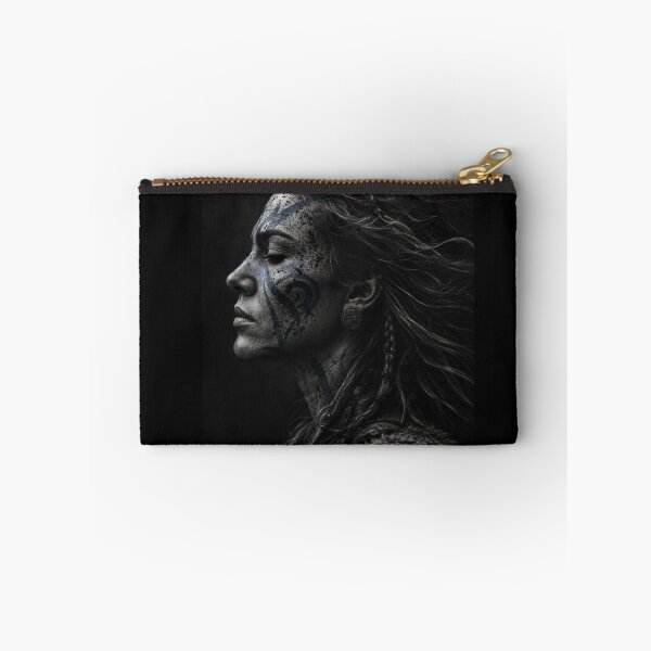 Item preview, Stoic Viking Shieldmaiden Tribal Warrior Portrait designed and sold by WitchyBotanicaArt.