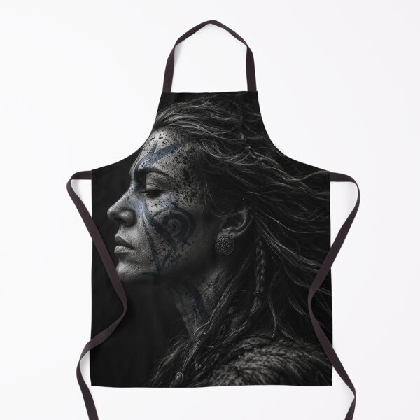 Item preview, Stoic Viking Shieldmaiden Tribal Warrior Portrait designed and sold by WitchyBotanicaArt.