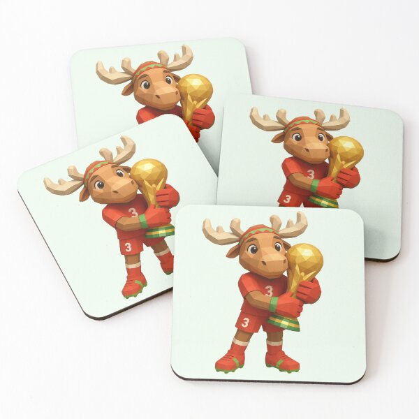 Item preview, World Football Mascots Champion | Cute Soccer Moose Holding Trophy designed and sold by Palette & Hue.