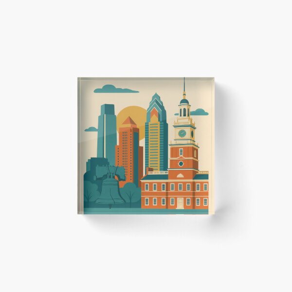 Item preview, Retro Pop Art Poster Illustration of Philadelphia | Bold Historic American City Print with Liberty Bell, Independence Hall & Philadelphia Skyline | Vintage USA Travel Wall Art Decor designed and sold by PaintedPixels01.