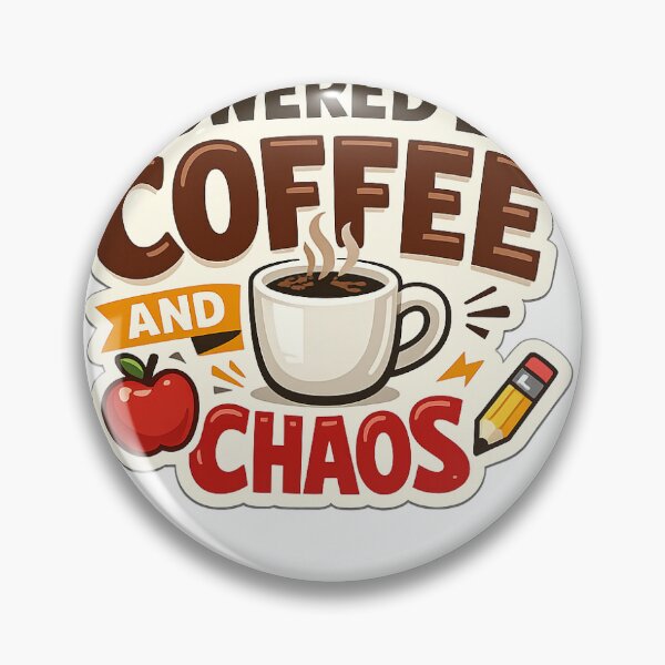 Item preview, Powered by Coffee and Chaos Sticker designed and sold by RedRubyBubble.