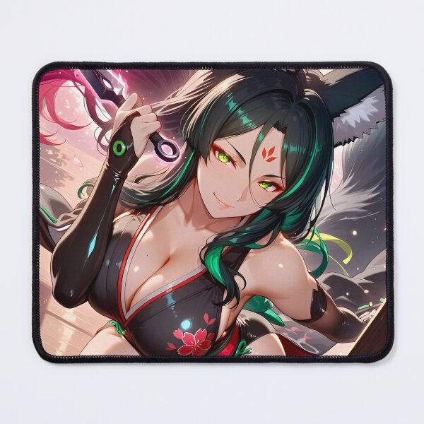 Item preview, Mystic Fox Spirit Warrior – Anime Kitsune Girl with Sakura Kimono Fantasy Aesthetic Art designed and sold by Dyan4.