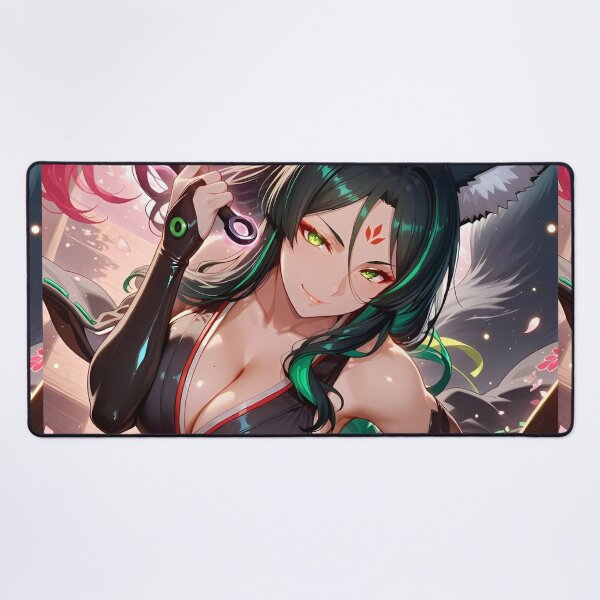 Item preview, Mystic Fox Spirit Warrior – Anime Kitsune Girl with Sakura Kimono Fantasy Aesthetic Art designed and sold by Dyan4.