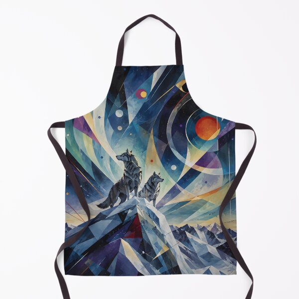 Item preview, Celestial Wolves on a Mountain Peak – Geometric Cosmic Wildlife Art designed and sold by GutyzDesignsES.