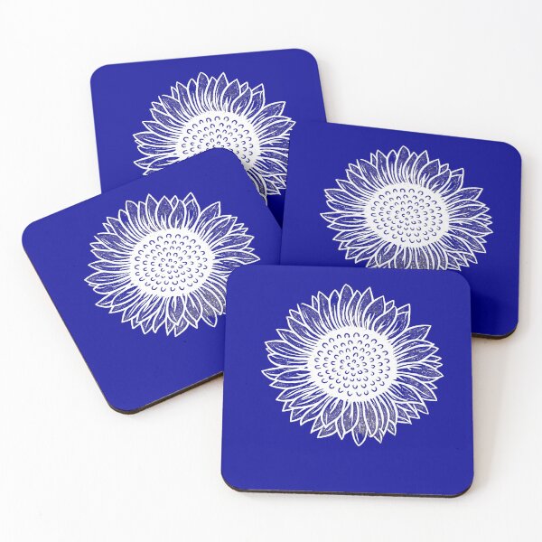 Item preview, White Linocut Style Sunflower on Black designed and sold by digitalbob60.