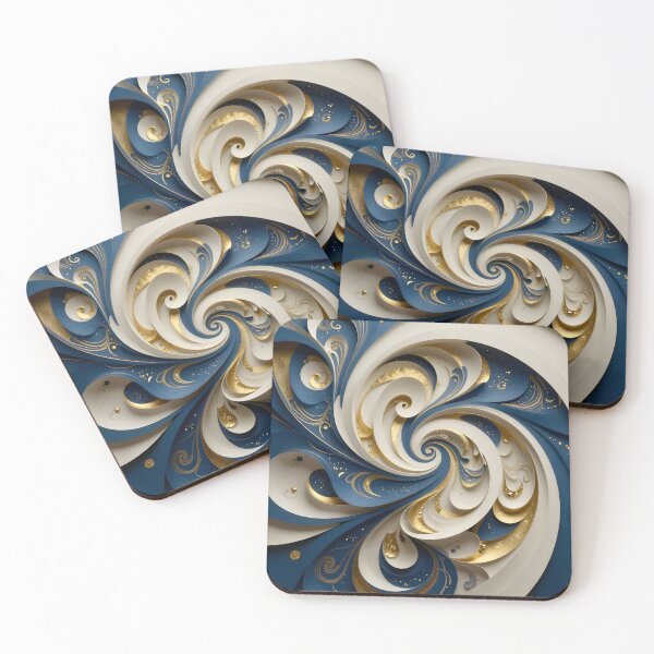 Item preview, Intricate Spiral in Blue and Gold designed and sold by Vicky Brago-Mitchell®.