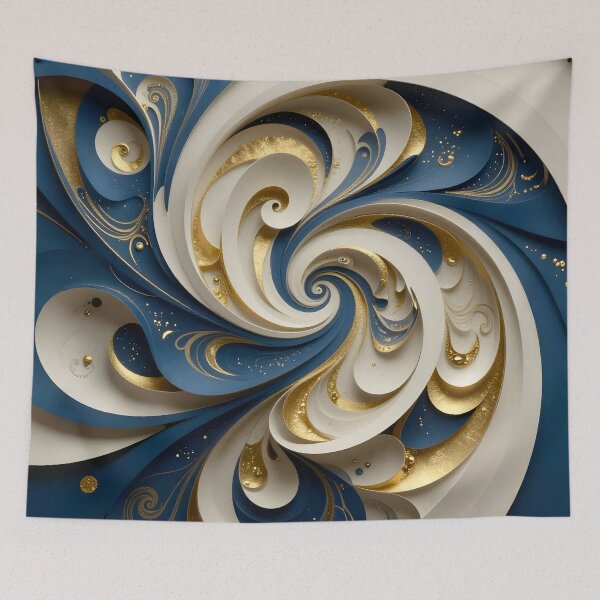 Item preview, Intricate Spiral in Blue and Gold designed and sold by Vicky Brago-Mitchell®.