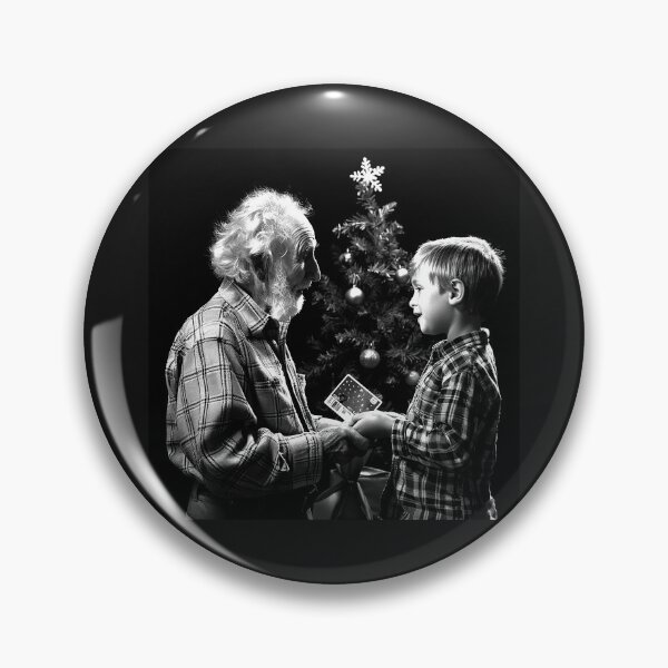 Artikelvorschau, Weihnachtsgeschenk für Großvater und Enkel | Herzerwärmende Familienillustration für die Feiertage | Schwarz-Weiß-Illustration entworfen und verkauft von inkoutninja.