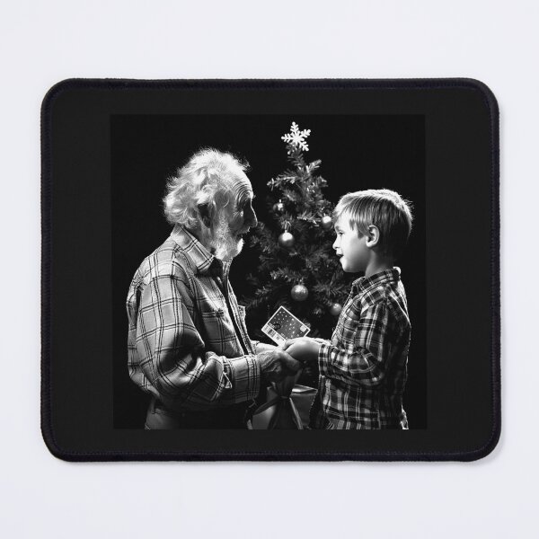 Item preview, Grandfather and Grandson Christmas Gift | Heartwarming Holiday Family Art | Black and White Illustration designed and sold by inkoutninja.