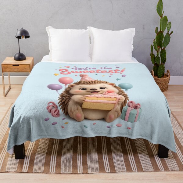Item preview, Cute Baby Hedgehog Cake Party | Kawaii 3D Happy Birthday Animal Art designed and sold by Moons Studio.
