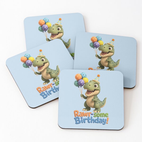 Item preview, Cute T-Rex Birthday Dinosaur - Rawr-some Birthday | Kawaii 3D Happy Birthday Animal Art designed and sold by Moons Studio.