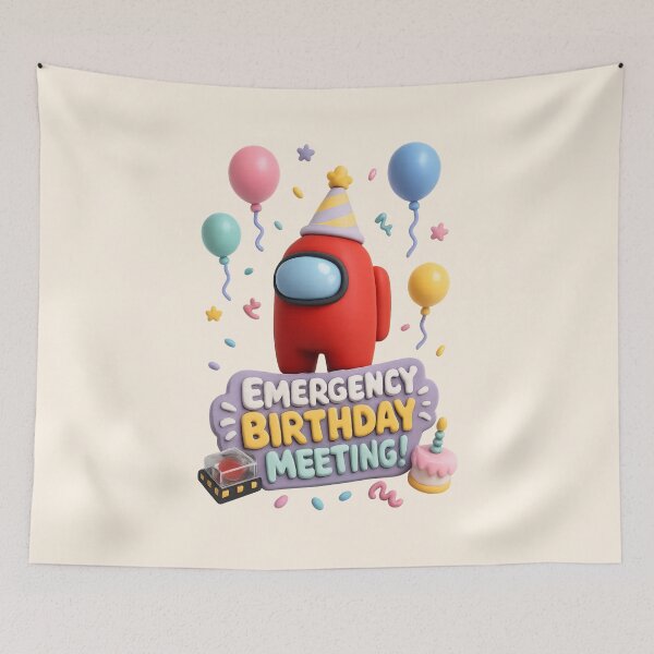 Item preview, Cute Space Crewmate Birthday Party - Emergency Birthday Meeting | Kawaii 3D Happy Birthday Art designed and sold by Moons Studio.