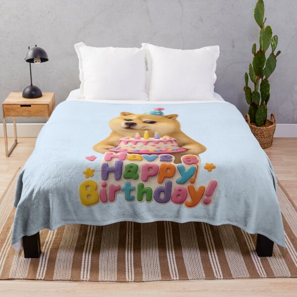Item preview, Cute Birthday Dog Cake | Kawaii Shiba Meme Puppy Birthday Party Art designed and sold by Moons Studio.
