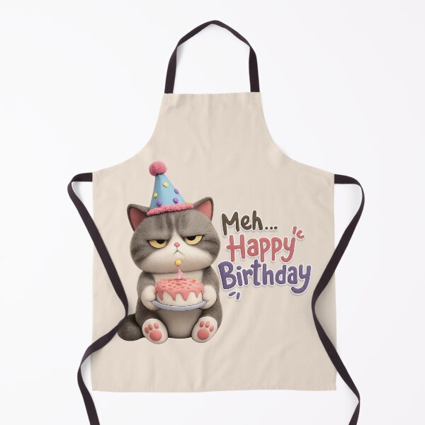 Item preview, Cute Grumpy Cat Birthday Cake | Kawaii Meh Happy Birthday Meme Art designed and sold by Moons Studio.