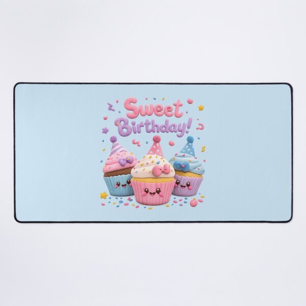 Item preview, Kawaii Cupcake Birthday Party | Cute 3D Pastel Dessert Art designed and sold by Moons Studio.