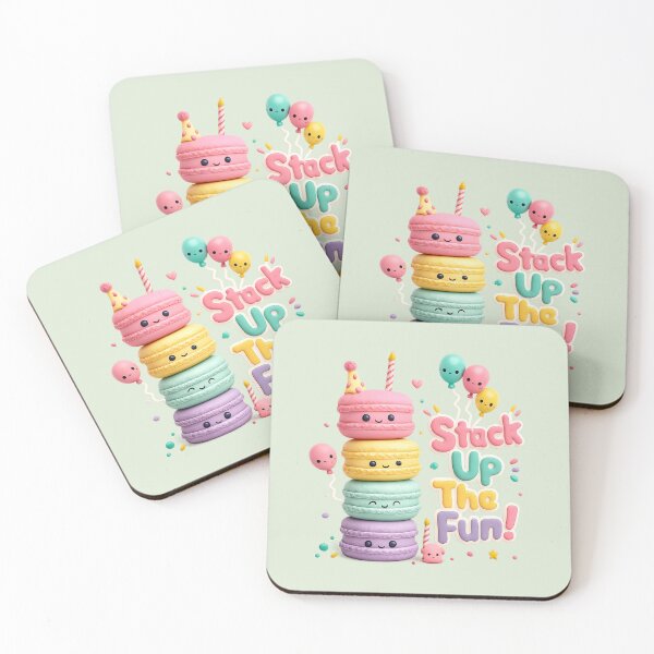 Item preview, Cute Pastel Macaron Stack Party | Kawaii 3D CGI Dessert Art designed and sold by Moons Studio.
