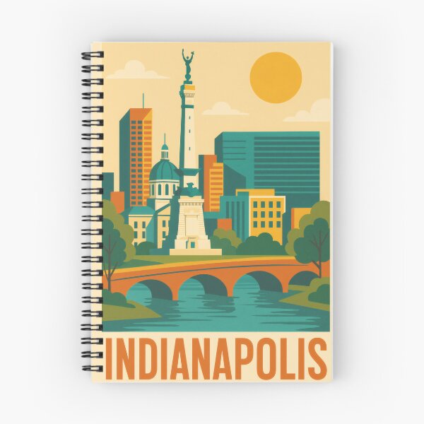 Item preview, Retro Pop Art Poster Illustration of Indianapolis | Bold Racing Capital City Print with Indianapolis Motor Speedway, Soldiers & Sailors Monument & Downtown Skyline designed and sold by PaintedPixels01.