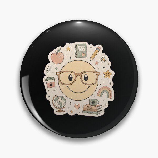 Item preview, Boho Teacher Aesthetic Retro Smiley Face Teach Inspire Motivate Sticker designed and sold by FestivityFinds.