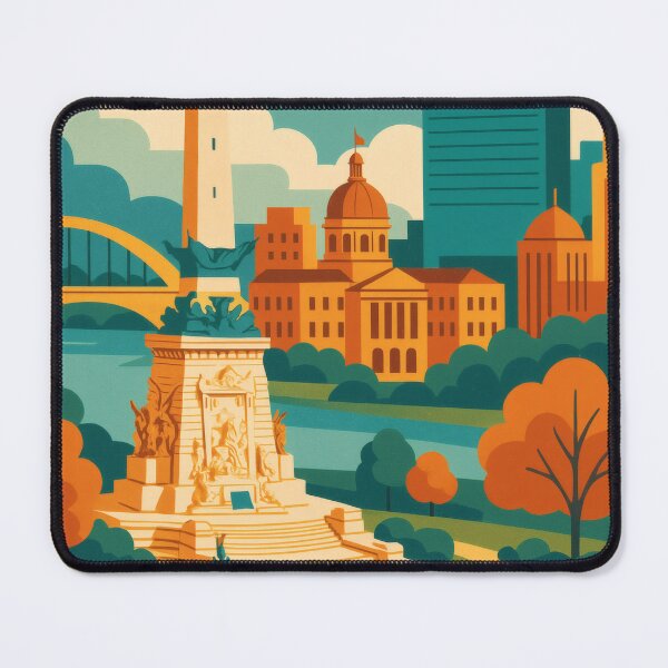Item preview, Retro Pop Art Poster Illustration of Indianapolis | Bold Racing Capital City Print with Indianapolis Motor Speedway, Soldiers & Sailors Monument & Downtown Skyline designed and sold by PaintedPixels01.