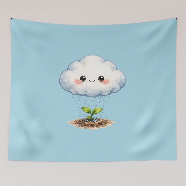 Item preview, Kawaii Cloud Sprite Illustration – Cute Self-Sufficient Rain Cloud Art designed and sold by MagicMakerPh.