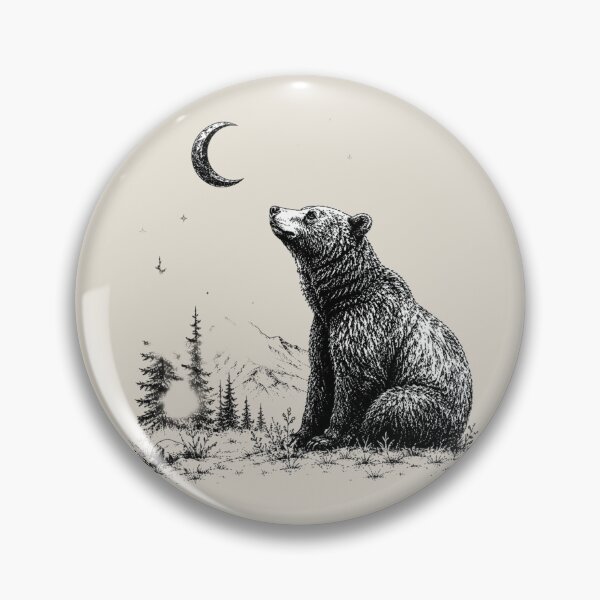 Item preview, Celestial Forest Grizzly Bear Moon Illustration designed and sold by bosamji.