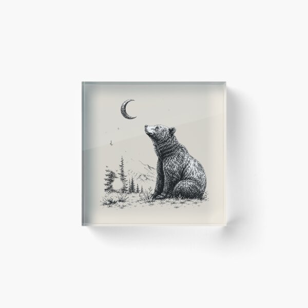 Item preview, Celestial Forest Grizzly Bear Moon Illustration designed and sold by bosamji.
