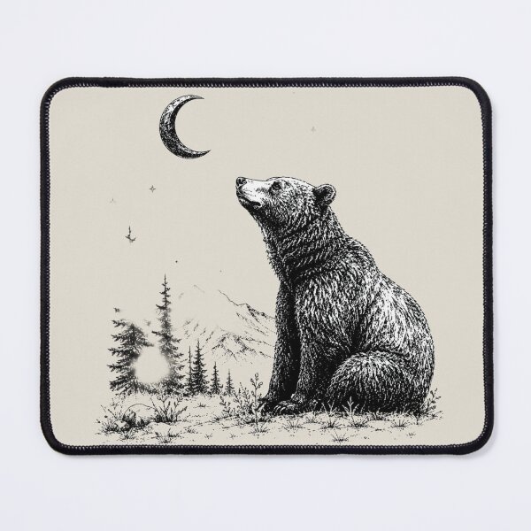 Item preview, Celestial Forest Grizzly Bear Moon Illustration designed and sold by bosamji.
