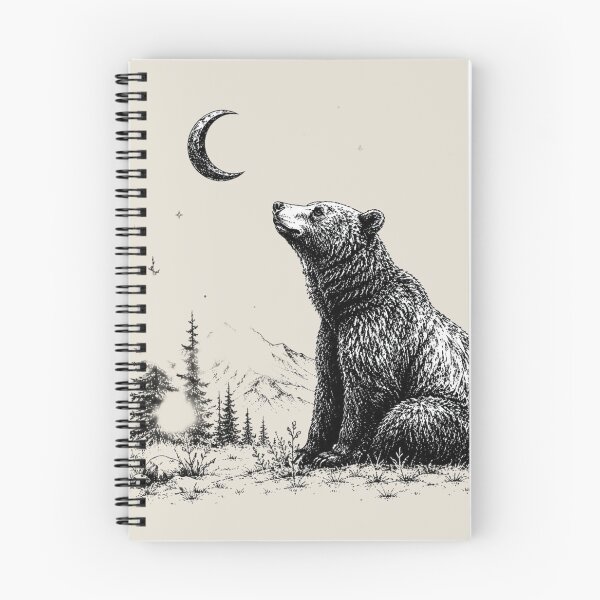 Item preview, Celestial Forest Grizzly Bear Moon Illustration designed and sold by bosamji.