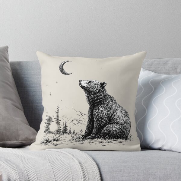 Item preview, Celestial Forest Grizzly Bear Moon Illustration designed and sold by bosamji.
