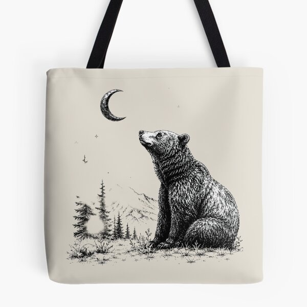 Item preview, Celestial Forest Grizzly Bear Moon Illustration designed and sold by bosamji.