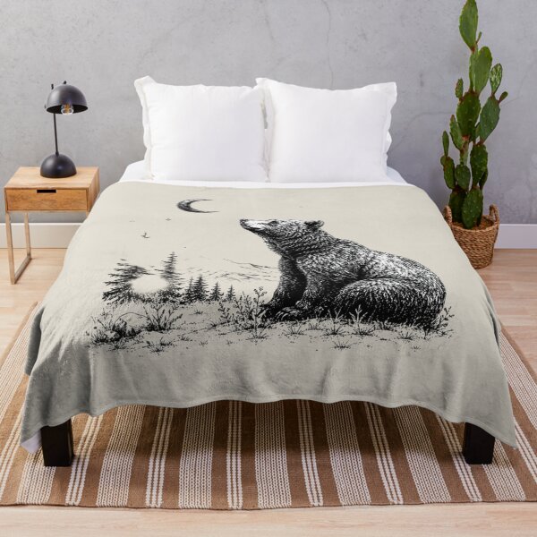 Item preview, Celestial Forest Grizzly Bear Moon Illustration designed and sold by bosamji.