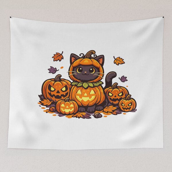 Item preview, Funny Black Cat Halloween Costume T-Shirt Design | Cute Pumpkin Pet Art designed and sold by Luxury-Studio.