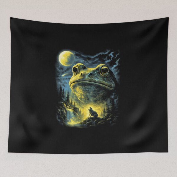 Item preview, Frog Howling to the Moon Retro Nature Graphic Shirt designed and sold by MOUL-TMER.