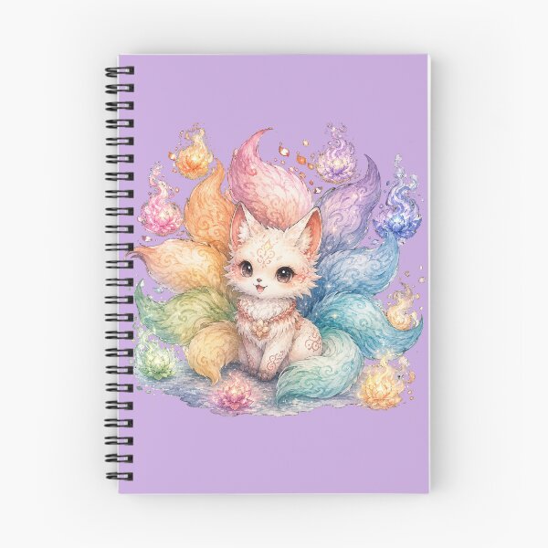 Item preview, Chibi Kitsune Illustration – Cute Nine-Tailed Fox with Pastel Fire Flowers designed and sold by MagicMakerPh.