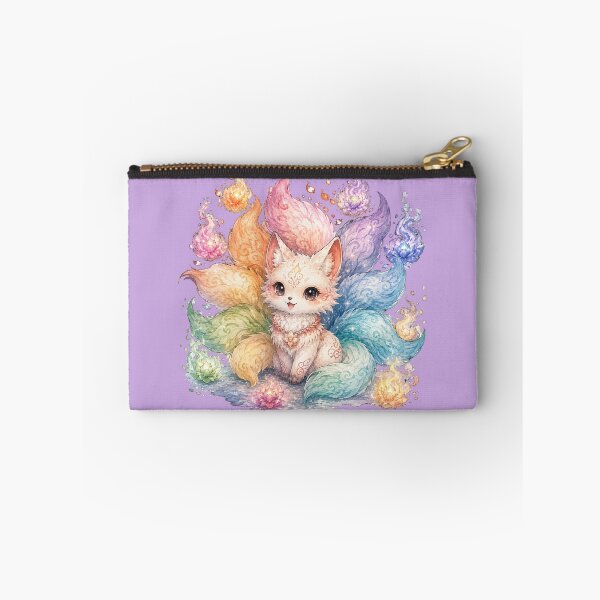 Item preview, Chibi Kitsune Illustration – Cute Nine-Tailed Fox with Pastel Fire Flowers designed and sold by MagicMakerPh.