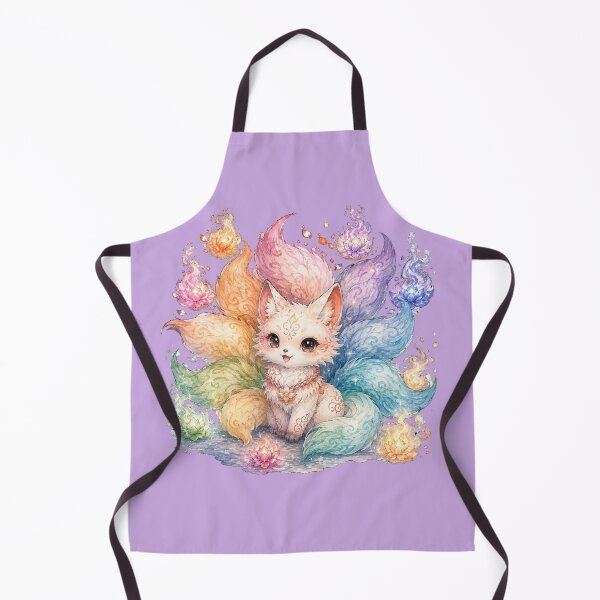 Item preview, Chibi Kitsune Illustration – Cute Nine-Tailed Fox with Pastel Fire Flowers designed and sold by MagicMakerPh.