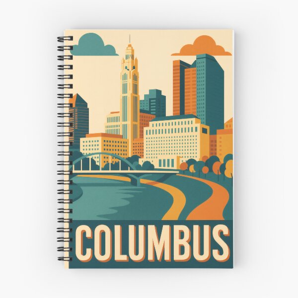 Item preview, Retro Pop Art Poster Illustration of Columbus | Bold Capital City Print with Ohio Statehouse, Scioto Mile & Downtown Skyline | Vintage American Travel Wall Art Decor designed and sold by PaintedPixels01.
