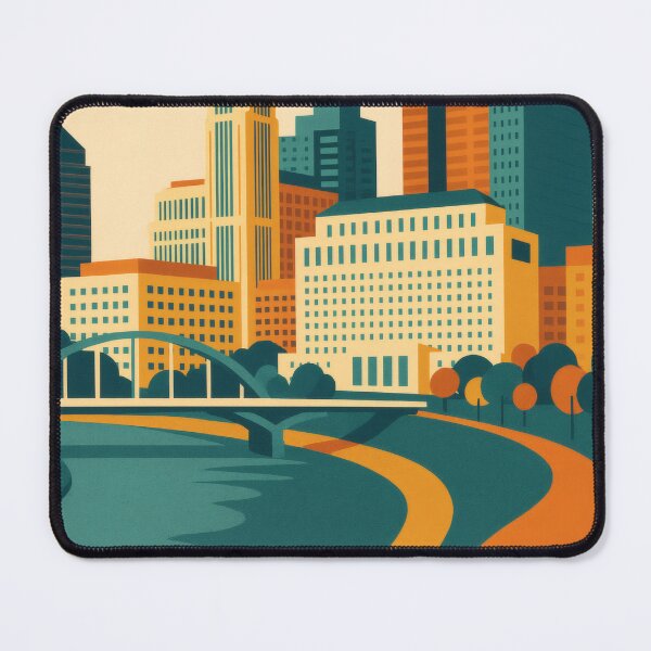 Item preview, Retro Pop Art Poster Illustration of Columbus | Bold Capital City Print with Ohio Statehouse, Scioto Mile & Downtown Skyline | Vintage American Travel Wall Art Decor designed and sold by PaintedPixels01.