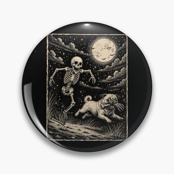 Item preview, Funny Pug Stealing Bone From Skeleton halloween designed and sold by watanabeee.