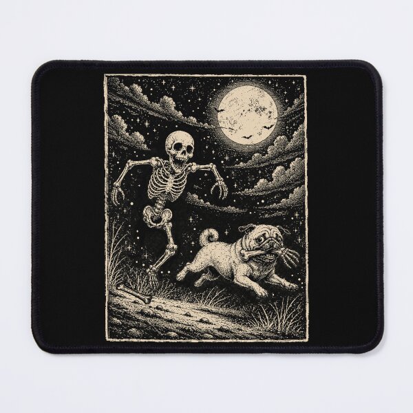 Item preview, Funny Pug Stealing Bone From Skeleton halloween designed and sold by watanabeee.